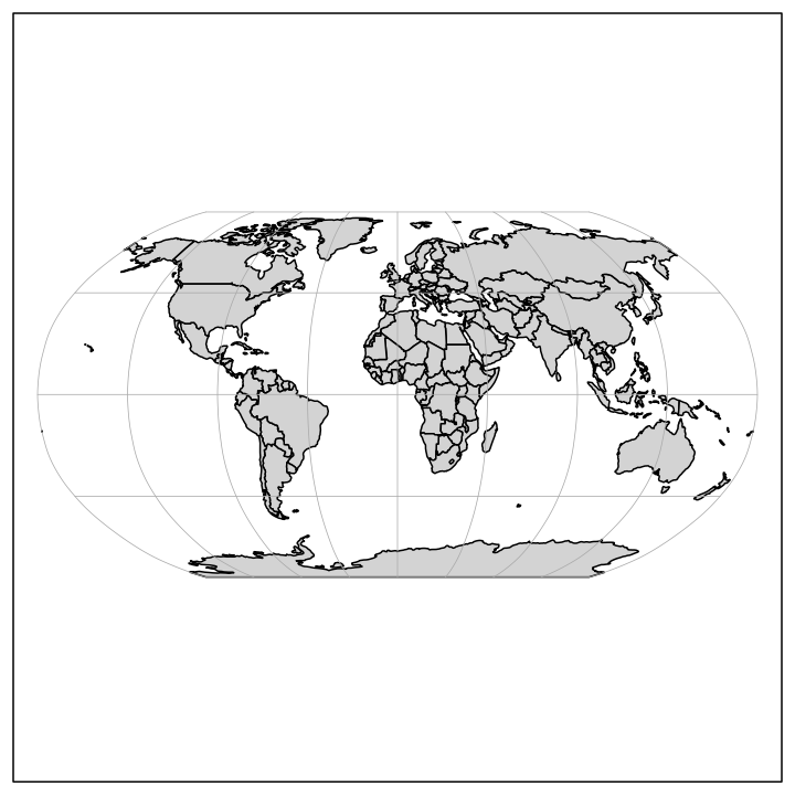 World coastline with Robinson projection (exercise 1).