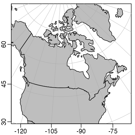 Canada in Lambert Conformal projection.